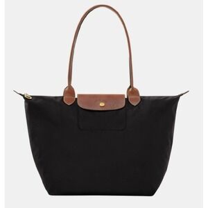 Black Longchamp  Le Pilage Original L Shoulder Bag Leather Straps